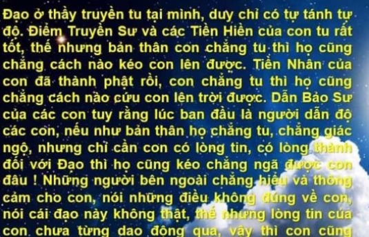 Lời Từ Huấn Của Thầy